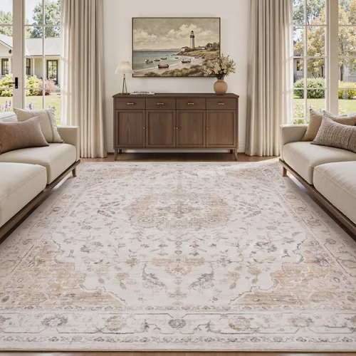 Miniatura 8 de PADOOR Alfombra de pasillo de 2 x 10 pies, suave, beige, lavable, para dormitorio, alfombra larga antideslizante para pasillos, entrada, lavandería