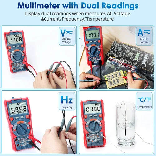 Miniatura 4 de AstroAI TRMS - Kit de cables de prueba de multímetro digital de 6000 cuentas+multímetro