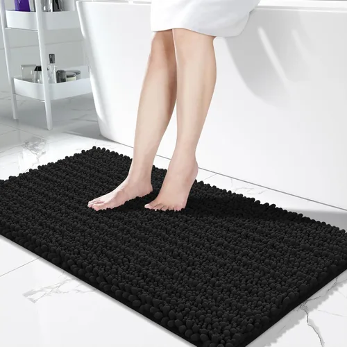 Miniatura 76 de Yimobra Alfombras de Baño Antideslizantes Lavables - Alfombra de Baño de Chenilla Ultra Suave Absorbente, Alfombra Peluda de Secado Rápido para Negro