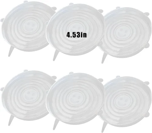 Miniatura 7 de 6 tapas elásticas de silicona, reutilizables y duraderas, fundas para contenedores de silicona para almacenamiento de alimentos, fundas expandibles