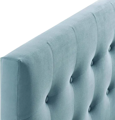 Miniatura 5 de Modway Emily - Cabecero de terciopelo con estilo capitoné para cama Queen, color azul claro
