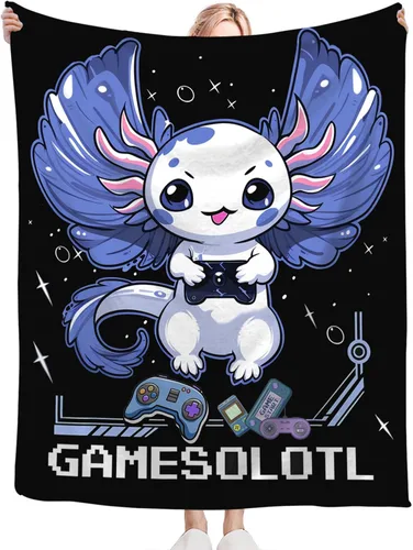 Miniatura 3 de Tijuboni Axolotl Manta de Juegos para Videojuegos, Regalos de Juegos para Niñas, Niños, Mujeres, Hombres, Niños y Adultos, Manta Suave de Franela
