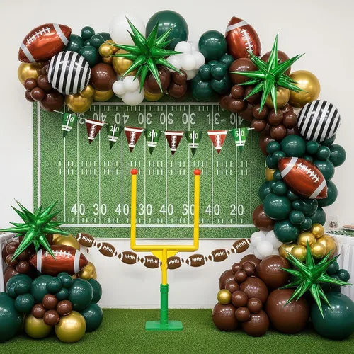 Miniatura 8 de Decoraciones de fiesta de fútbol y con poste de portería de fútbol, globos de aluminio para niños y adultos, tema deportivo, cumpleaños, día