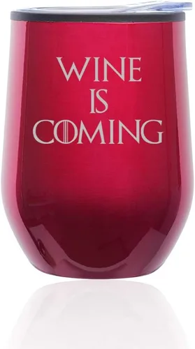 Miniatura 5 de Stemless Wine Tumbler Coffee Travel Mug Glass With Lid Wine Is Coming Funny (Turquoise Teal)