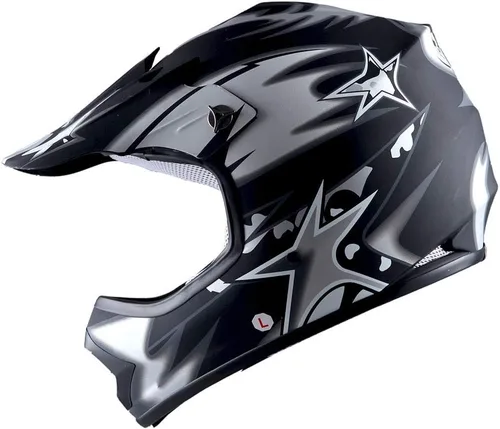 Miniatura 2 de WOW Youth Kids Motocross BMX MX ATV Dirt Bike Moutain Helmet Storm Black Estrella Negro Mate