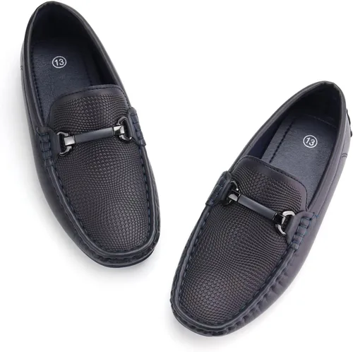 Miniatura 6 de JABASIC Mocasines Penny para niños, estilo casual, sin cordones, zapatos de vestir para niños