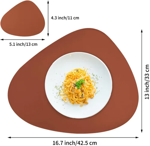 Miniatura 7 de Juego de 6 manteles individuales de piel sintética para mesa redonda, lavables, lavables, para cocina, comedor, patio, resistentes al calor, fáciles