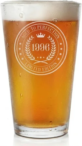 Miniatura 13 de Vaso de pinta grabado vintage de 1996 de 16 onzas – Regalos de feliz cumpleaños 30 para hombres y mujeres, saludos a cumplir 30 años de edad