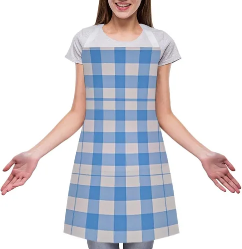 Miniatura 3 de Personalized Blue And White Adult Apron, Kitchen Cooking Aprons for Woman Man, Adjustable Bib Apron with Pocket for Baking, BBQ Crafting Outdoors