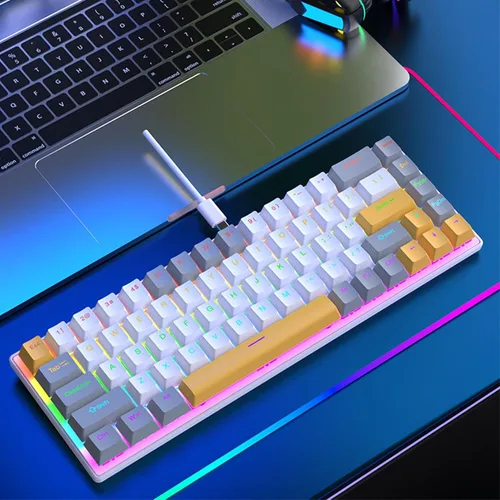 Miniatura 5 de Jectse Teclado RGB para juegos, 60% teclado mecánico con cable con interruptor azul, computadora ergonómica para computadora portátil