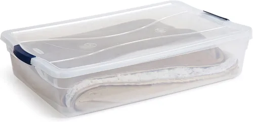 Miniatura 6 de Rubbermaid Cleverstore - Paquete de 4 recipientes de plástico apilables de 41 cuartos con tapas de cierre duraderas, organización visible, aula