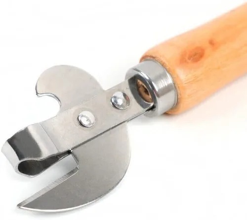 Miniatura 7 de Utensilios de cocina de acero inoxidable Tapa multifuncional Remov-e corte lateral manual abrelatas con mango de madera