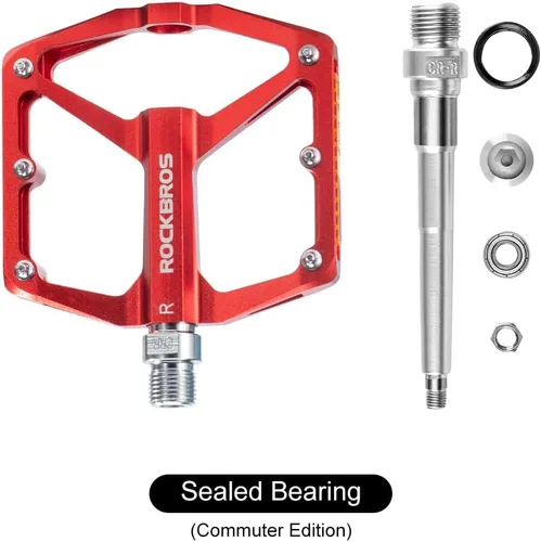 Miniatura 5 de ROCKBROS Pedales de Bicicleta de Montaña Pedales MTB Pedales Planos de Bicicleta de Aluminio 9/16" Rodamiento Sellado Plataforma Ligera