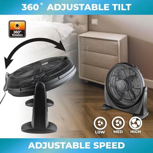 Miniatura 3 de EZ-CHILL Ventilador de piso de alta velocidad de 20 pulgadas con inclinación ajustable de 180 grados, 3 velocidades, ideal para el hogar, dormitorio