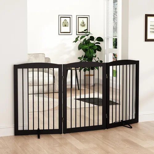Miniatura 22 de PUPETPO Puerta independiente para mascotas para perros, puerta plegable de madera para perros para casa, puerta interior para perros para puertas