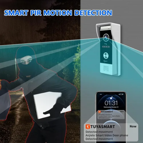 Miniatura 3 de TUYA - Timbre de video con cable, cámara de timbre de 1080P, monitor táctil completo de 7/10 pulgadas, WiFi Smart Home Video Intercomunicador Kit