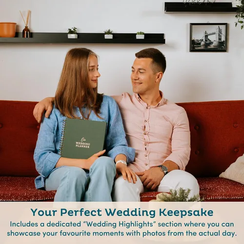 Miniatura 8 de Libro y organizador de boda atemporal premium de alta calidad, libro de planificación de bodas, carpeta completa de recuerdo y cuenta regresiva