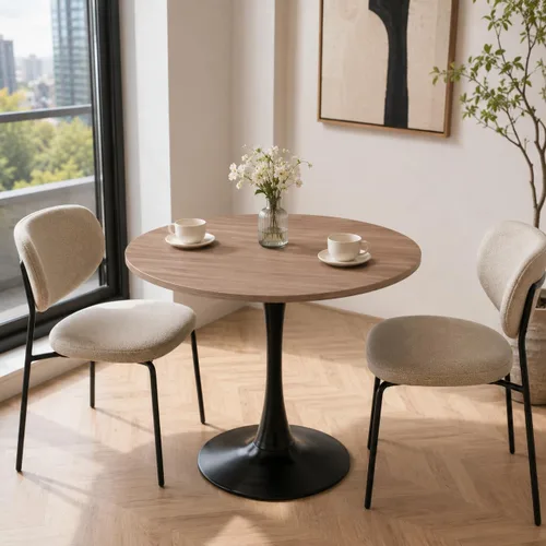 Mesa de comedor redonda para espacios pequeños, mesas de tulipanes de 32 pulgadas con base de pedestal de metal, mesa de bistró para 2/3/4 personas