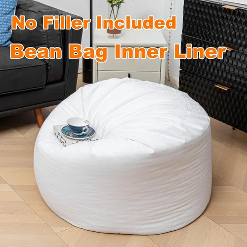 Miniatura 3 de Puf de repuesto para puf, para puf, silla, sofá perezoso, forro interior con cremallera, sin relleno, fácil limpieza, forro interior de puf blanco