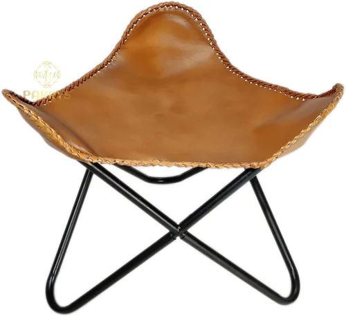 Miniatura 7 de Pie plegable de mariposa de cuero Acento de salón, camping, caminar, caza, senderismo, pesca, viajes (beige)