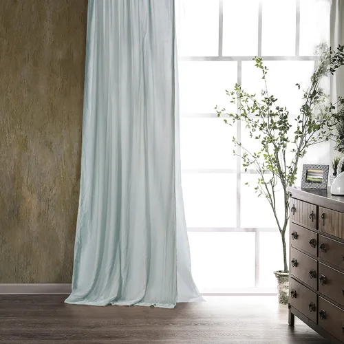 Miniatura 9 de Cortinas de terciopelo de seda sintética HiEnd Accents Stella, cortinas con bolsillo para barra, 48x108 pulgadas, negras, estilo romántico