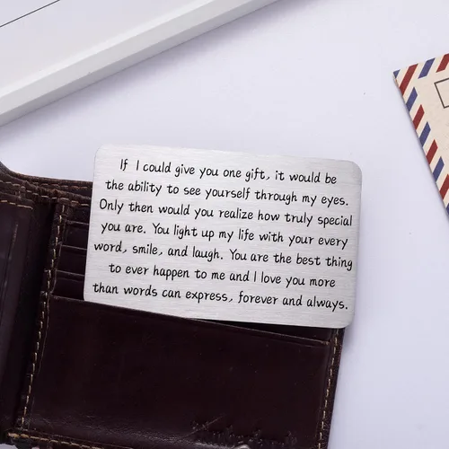 Miniatura 4 de Tarjeta de billetera con texto en inglés "I Love You" para novio, tarjetas de aniversario, regalos para esposo, regalo de pareja para él