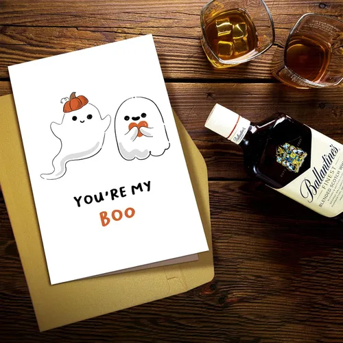 Miniatura 6 de Supoeguk Bonita tarjeta de aniversario de fantasma para marido y esposa, tarjeta de Halloween con texto en inglés «You Are My Boo para él y ella»