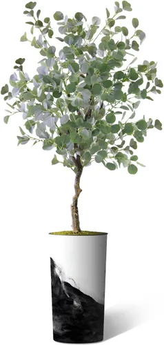 Miniatura 10 de Árbol artificial en maceta contemporánea, palmera tropical areca artificial de seda para decoración del hogar en interiores y exteriores, altura