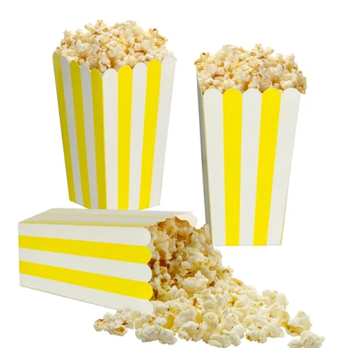Miniatura 6 de 24 paquetes de cajas de palomitas de maíz con rayas rojas - Mini contenedores de papel para palomitas y caramelos para fiestas de carnaval, 2-Rojo