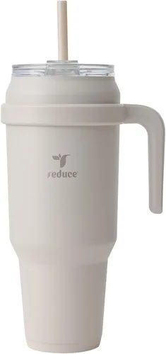 Miniatura 31 de Reduce Vaso de acero inoxidable de 50 onzas con asa, doble pared aislada al vacío, taza de viaje, tapa a prueba de sudor y popote reutilizable