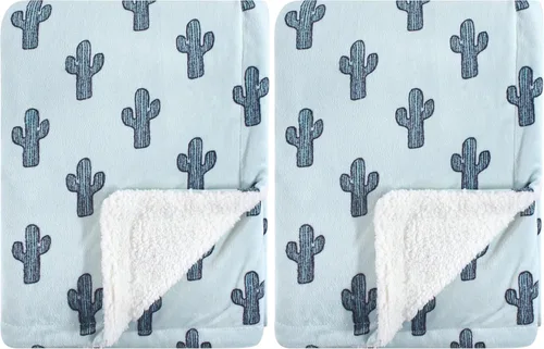 Manta de visón Yoga Sprout con respaldo sherpa, Cactus (Paquete de 2)