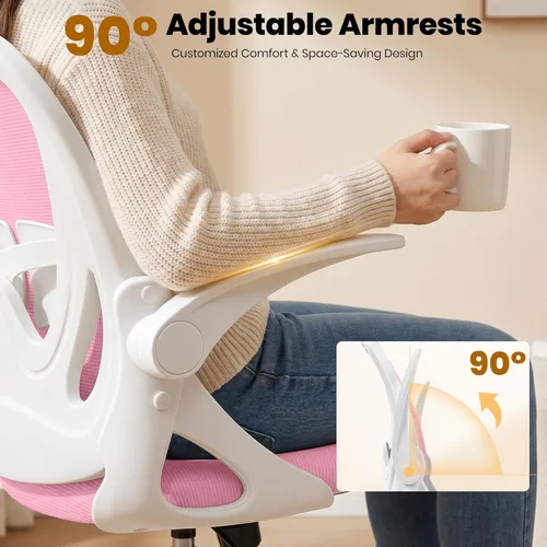 Miniatura 10 de Primy Silla de Dibujo Silla Alta de Oficina con Reposabrazos Abatibles Silla Ejecutiva Ergonómica de Computadora para Escritorio de Pie con Soporte