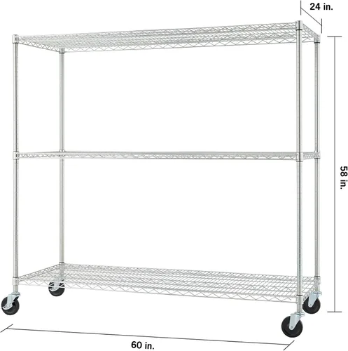 Miniatura 3 de Trinity Basics - Estantería de alambre ajustable de 3 niveles con ruedas para organización de cocina, almacenamiento de garaje, cuarto de EcoStorage