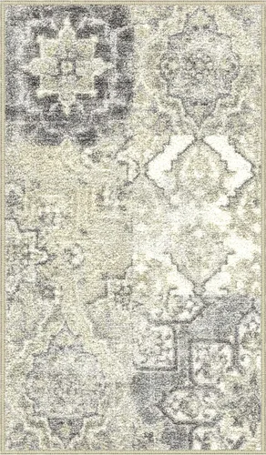 Maples Rugs Alfombras de retazos vintage envejecidas de 1 pies 8 pulgadas x 2 pies 10 pies 10 pulgadas antideslizantes y lavables [fabricadas en Gris