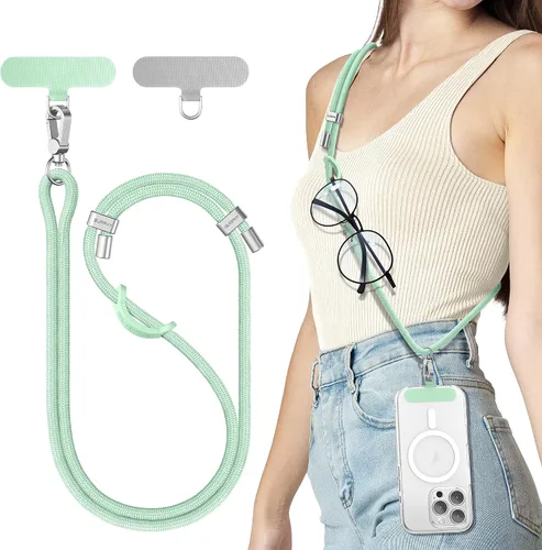 Miniatura 17 de SURPHY Cordón para teléfono, correa cruzada ajustable para teléfono con 2 pestañas de amarre para teléfono celular, hebillas de metal de alta Negro
