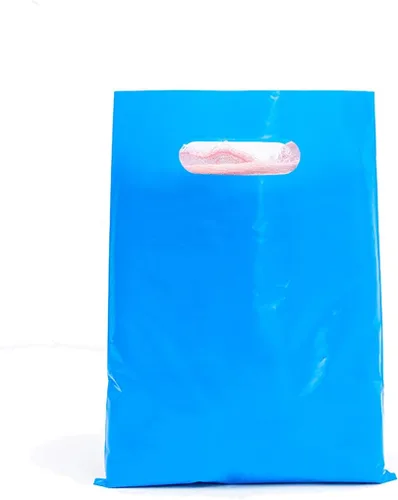 Miniatura 8 de ysmile Bolsa de plástico para compras para pequeñas empresas, bolsa de polietileno para mercancías con asa troquelada de gran tamaño 11.8x15.8