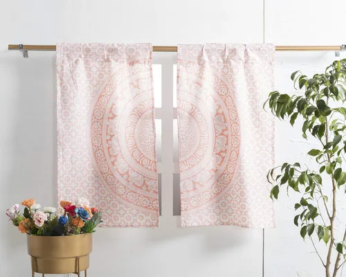 Miniatura 13 de Popular Handicrafts - Cortinas de ventana de cocina con diseño de mandala hippie indio, Elefante Bohemio, hermosas cortinas para dormitorio, sala