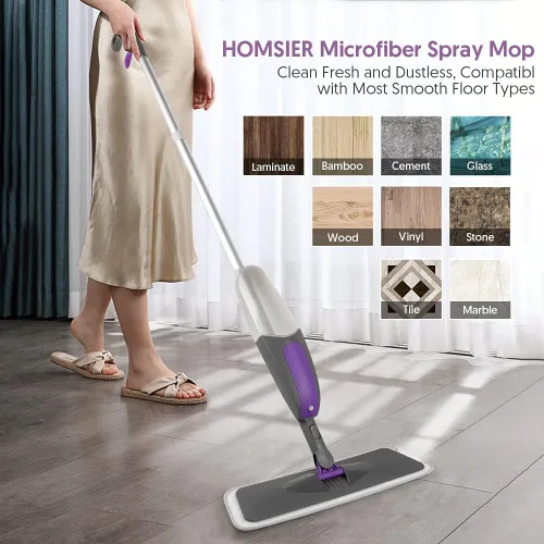 Miniatura 7 de Trapeador de microfibra para limpieza de suelos, con 3 almohadillas lavables, botella recargable de 18.6 fl oz para madera dura, azulejos, mármol