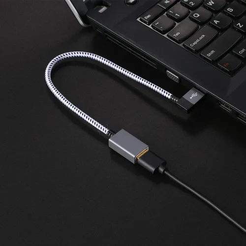 Miniatura 5 de CableCreation Cable de extensión USB 3.0 corto de 1 pie, cable extensor USB macho a hembra en ángulo izquierdo, USB 3.0 de 90 grados para VR