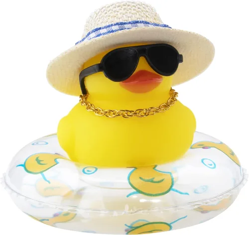 Miniatura 27 de wonuu Pato de Goma para Automóvil, Decoración de Pato Amarillo para Tablero con Sombrero de Sol, Anillo de Natación, Collar, Gafas de Sol