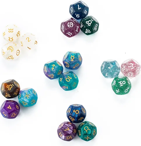 Miniatura 4 de SmartDealsPro 3 piezas de Astrología Astrología Astrología Adivinación Zodiaco D12 de 12 lados D12 para cartas de tarot de constelación (color 4)