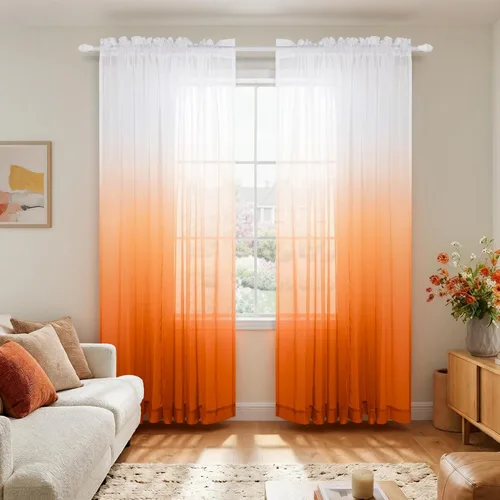Miniatura 28 de KOUFALL Cortinas de ventana de baño para ducha, juego de 2 paneles de cortinas cortas transparentes en blanco y negro para cocina, dormitorio