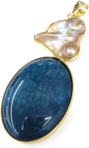 Miniatura 3 de LE SKY colgantes de piedra natural perlas de agua dulce y concha de abulón colgantes para la fabricación de joyas 31X76mm (2 PCS)., Piedra Perla