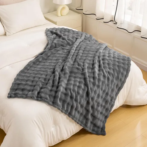 Miniatura 18 de YUSOKI - Manta de forro polar 3D con burbujas Felpa ultrasuave y esponjosa de 13.44 oz/m² Manta ligera y acogedora para sofá cama Para todas