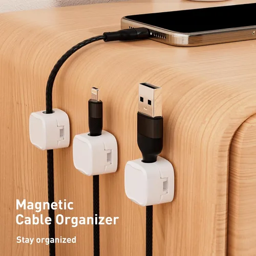 Miniatura 2 de Paquete de 12 clips para cables, organizador de cables, soporte de cable para mesita de noche, organizador de cables magnético, soporte de cable