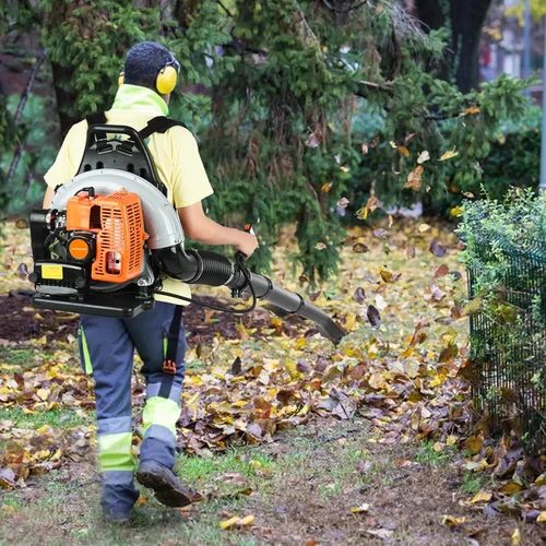 Miniatura 7 de Soplador de hojas de mochila, 63CC 665 CFM 3HP Motor de 2 tiempos soplador de hojas de gas, soplador de hojas de gas de alta resistencia, soplador