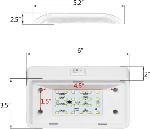 Miniatura 7 de Partsam Luz LED rectangular para porche RV con interruptor de encendido/apagado, lámpara exterior de casa rodante, repuesto para casas rodantes