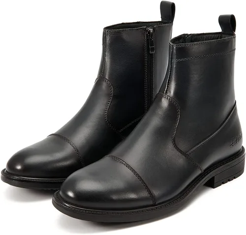 Miniatura 5 de Botas de vestir Chelsea para hombre, botas altas o medias, sin cordones, para negocios, de cuero genuino, para trabajo, uso diario, zapatos casuales