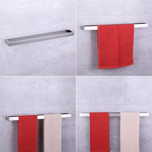 Miniatura 2 de Toallero SUS 304 de acero inoxidable de 24 pulgadas, toallero montado en la pared, toallero para baño, estilo cuadrado moderno, acabado pulido