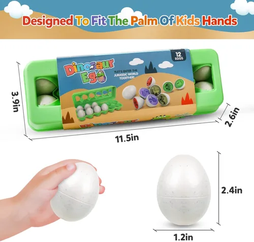 Miniatura 2 de Juguete de huevo de Pascua para niños pequeños – 12 piezas de huevos a juego de dinosaurios, regalo educativo para niños de 1 a 3 años